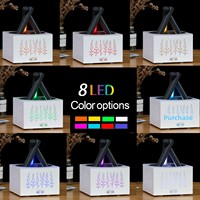 Diffuseur d'huiles essentielles et humidificateur à flamme simulée, design feu de camp carré, capacité 400 ml, fonctionnement silencieux à ultrasons pour la maison