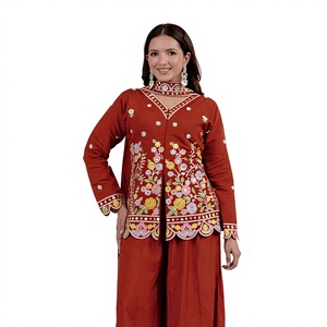 Conjunto de Vestido Sharara de Seda Romana con Bordado de Lentejuelas de 5mm, Listo para Usar, para Fiestas y Bodas, para Mujer - Product Image 1