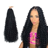 Vente en gros de 22 pouces de haute qualité bouclés Braidis Boho Box haute température fibre synthétique crochet cheveux tresses africaines meches