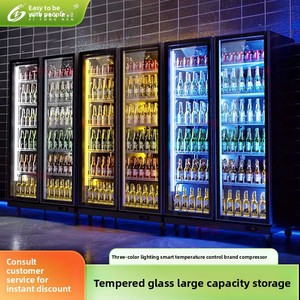 Réfrigérateur vertical sans givre pour boissons, double porte vitrée, éclairage LED, vitrine de présentation de boissons pour supermarché - Product Image 2