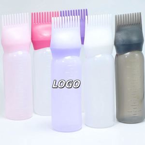 Wholesale Empty 6 Oz Hair Oil Dispensing Salon Coloring Dye Comb Applicator Squeeze Plastic <b>Bottle</b> With Measurement - Product Image 1