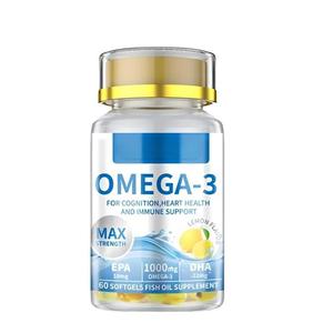 שמן דגים איכותי OEM חלאל אומגה <span class=keywords><strong>369</strong></span> EPA DHA למבוגרים בכמויות גדולות, כמוסות רכות 1000 מ\\\"ג - Product Image 2