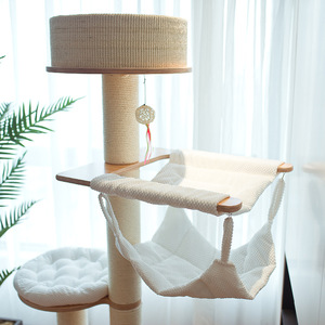 Arbre à chat moderne 60x60x150cm 4 niveaux avec hamac et lit Construction en bois durable pour chats d'intérieur - Product Image 3