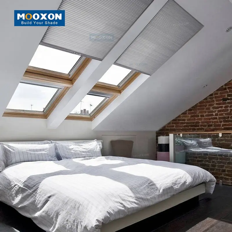 Mooxon Safety Aluminium Indoor Outdoor Venetian Louvre Blackout Horizontal Window Cordless Cellular Roller Blinds for Interior