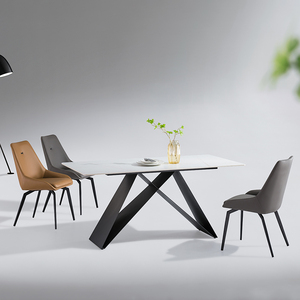 Table à manger minimaliste et chaise de tapisserie Ensemble de table à manger de conception de rectangle pour les meubles d'hôtellerie commerciale - Product Image 4