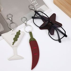 PU Leather Sunglasses Holder Keychain Glasses Storage <b>Bag</b> <b>Charm</b> Anti Lost Eyewear Clip Purse Accessory Pendant - Product Image 1