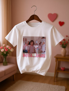 T-shirt da donna con stampa Valentine Dog, manica corta, girocollo, casual, estiva, 100% cotone jersey, vestibilità regolare - Product Image 2