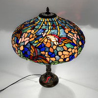 Lampe de table LED en verre coloré, processus de soudage à la main, style vintage européen, abat-jour carré en verre teinté, style Tiffany, vente en gros