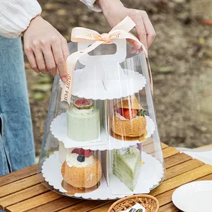 Soporte de torre de papel personalizado para té de la tarde, torre de papel con estuche de transporte para exhibición, macaron, galletas, postres y tartas, 3 y 4 niveles