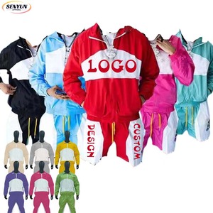 Conjunto de Chándal Personalizado de Verano para Hombre de Poliéster Impermeable Cortavientos con Cremallera Tallas Grandes Estampado - Product Image 1