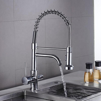 Robinet de cuisine 3 voies avec douchette extractible à ressort, filtre à eau et fonction pulvérisation pour osmose inverse
