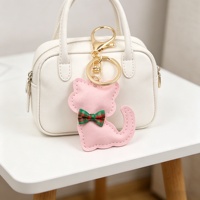 Gantungan Kunci Kulit Hewan Lucu dengan Dasi Kupu-kupu Kartun Kucing Keberuntungan, Gantungan Tas Wanita, Hiasan Dompet, Hadiah, Liontin Fashion