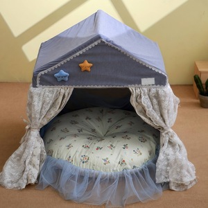 OEM ve ODM moda yarı kapalı Pet çadır yuva yaratıcı peluş köpek kedi yuva dantel Pet prenses yatak - Product Image 4