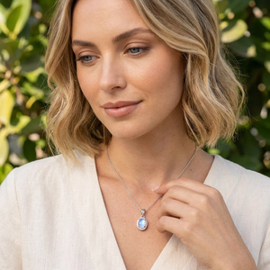 Collar con Colgante Clásico de Piedra Lunar Arcoíris Natural, Plata de Ley 925, Chapado en Rodio, Joyería Fina Hecha a Mano con Piedras Preciosas, OEM ODM - Product Image 4
