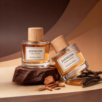Kotak Kemasan Parfum Kaca Berkualitas Tinggi dengan Tutup Kayu Bulat, Botol Parfum Semprot Custom 30ml 50ml 100ml dan Tutupnya