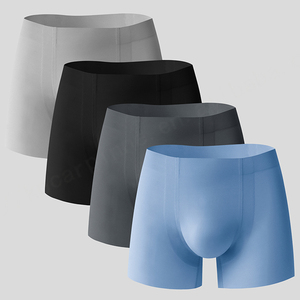Venta al por mayor de Calzoncillos Bóxer suaves de seda helada con logotipo personalizado Cooling Feel para hombre, ropa interior de talla grande para hombre - Product Image 2