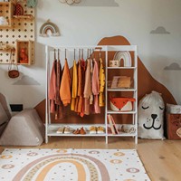 Étagère de rangement pliable en bois et porte-vêtements pour enfants, design moderne pour la cuisine, la salle de bain et le salon