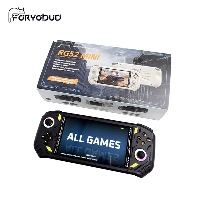 RG52 MINI Retro Handheld Game Console 5.5 Inch Full HD Screen RGB Light WiFi 128GB RK3562 Chip Linux System Video Game Player