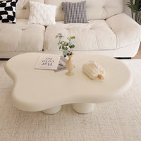 Ensemble de table basse Voyage Modern Home table centrale en forme de nuage ondulé blanc crème pour le salon