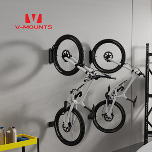 Support de vélo mural pour garage, support de stationnement pivotant pour vélo, crochet de suspension vertical pour vélo -60~+30, en fer noir et plastique - Product Image 1