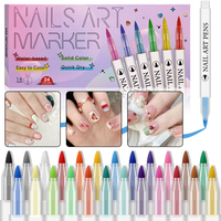 Ensemble de stylos à encre permanente pour nail art, 24 couleurs, pinceau à points et à lignes pour la création de motifs d'art sur ongles, ensemble d'outils pour l'art des ongles