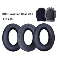 Coussinets d'oreille de remplacement Coussinets d'oreille en mousse à mémoire de forme en cuir protéiné pour casque d'aviation BOSE X A10 A20
