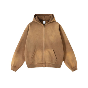 Sweat à capuche personnalisé de haute qualité 100% coton vintage lavé à fermeture éclair Fabricant lavé à l'acide à faible volume et à poids élevé - Product Image 3