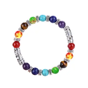 Bestone Chakra Bracelets For Women 7 Chakras Crystals And Healing Stones Charms 8mm Crystal Bracelet Yoga Beaded Bracelets