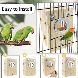 Natuurlijke Houten Parkiet Nestkast Buiten Houten Vogelhuis Voor Tuin Decoratief - Product Image 4