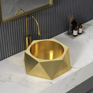 <span class=keywords><strong>Lavabo</strong></span> de salle de bain en acier inoxydable de style unique, couleur or rose, à poser sur le comptoir - Product Image 3