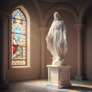 Escultura de Mármol Hecha a Mano, Estatua de <span class=keywords><strong>la</strong></span> Inmaculada Concepción de <span class=keywords><strong>la</strong></span> Virgen María, Figura Religiosa de Tamaño Real para Sala de Estar Interior - Product Image 5