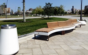 <span class=keywords><strong>Rue</strong></span> en bois en plastique ronde extérieure de <span class=keywords><strong>banc</strong></span> de style de conception moderne longue pour le centre commercial - Product Image 4