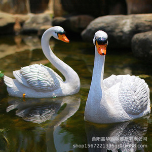 Swan Relief Fiberglass Outdoor Floating Animal Sculpture <b>Garden</b> <b>Pool</b> Decoration Handmade 1PC - Product Image 1