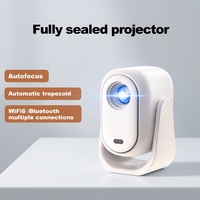 Veacine B15 Beige Mini projecteur portable entièrement scellé Android 12 Auto Focus 230 ANSI Lumens Home Cinéma Projecteur LED