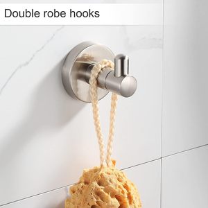 BGL Set da bagno Set di accessori in nichel spazzolato da 8 pezzi con barra portasciugamani e ganci per vestaglia