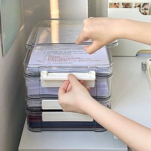 Caja de almacenamiento transparente para documentos A4, organizador de oficina, rectangular, cubierto, para papeles de examen y certificados - Product Image 3