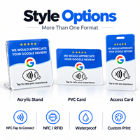 Carte NFC personnalisée pour avis Google, NTAG213 13,56 MHz, support en acrylique, carte PVC, carte d'accès pour restaurant, hôtel