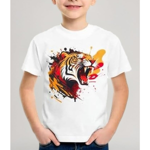 Camiseta estampada para niños, camiseta informal de algodón con cuello redondo y manga corta, camiseta cómoda para niños y niñas, ropa ligera para el día a día - Product Image 2