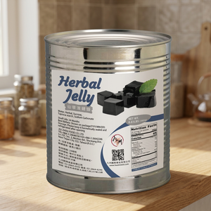 Gelée d'herbes bien faite 3kg certifiée Halal en conserve, ingrédients pour bubble tea noir, prêts à consommer - Product Image 3