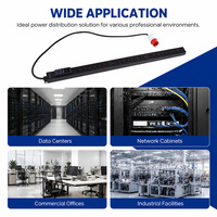 PDU vertical intelligent 380V/400V/415V 0U à 24 ports avec compteur numérique IP pour la surveillance de la tension et de la puissance, unité de distribution d'alimentation pour armoire de serveur