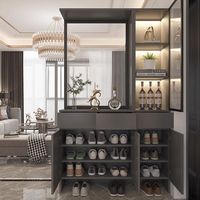 Meuble à chaussures d'entrée en bois massif, style moderne et simple, réglable, avec cloison intégrée, pour salon et maison