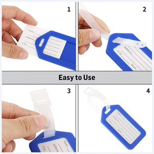 Étiquettes <span class=keywords><strong>de</strong></span> <span class=keywords><strong>bagages</strong></span> vierges à prix abordable pour voyage, personnalisables avec logo, en plastique, pour valises et <span class=keywords><strong>bagages</strong></span> - Product Image 4