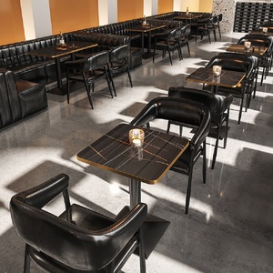 Móveis Modernos para Lounge de Hotel e Restaurante, Sofá para Bar e Clube Noturno, Conjunto de Cadeiras e Mesas em Forma de U e L em Couro PU e Metal - Product Image 3