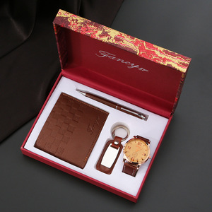 Father's Day Light Luxury Men's Watch Business Gift Set Customizable Logo Staff Activity Graduation Parties-Tour Memorial Bead