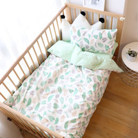 Ensemble de literie pour bébé 3 pièces en coton, linge de lit à motifs de dessins animés, kit de lit bébé pour garçon et fille, taie d'oreiller, housse de couette, drap, taille personnalisée pour enfants