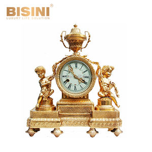 Coleccionable antiguo estilo europeo dorado Ángel montado pintado a mano de porcelana y latón Floral Hada reloj de mesa - Product Image 4