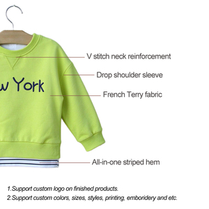 <span class=keywords><strong>Sweat</strong></span>-shirt décontracté en molleton de coton à col rond et épaules tombantes pour bébés garçons, couleur unie, brodé, collection automne, OEM ODM - Product Image 3