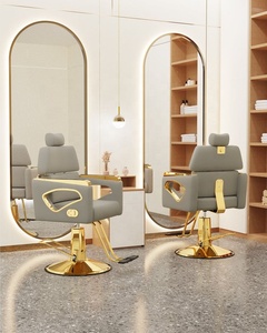Muebles de silla de salón de belleza de peluquería de lujo cosmético gris y dorado - Product Image 1