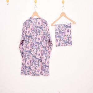 Nouvel ensemble de pyjama en coton à motif floral de style moderne, imprimé à la main, vêtements de nuit et de détente pour femmes, cadeau - Product Image 5