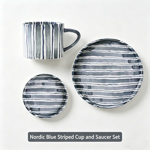 Tasse à café artisanale peinte de 8 oz, tasse à expresso <span class=keywords><strong>en</strong></span> <span class=keywords><strong>porcelaine</strong></span> durable avec soucoupe pour la restauration hôtelière - Product Image 3